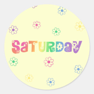 Cute Day Of The Week Saturday Classic Round Sticker