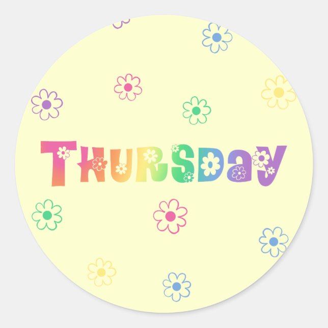 Cute Day Of The Week Thursday Classic Round Sticker (Front)