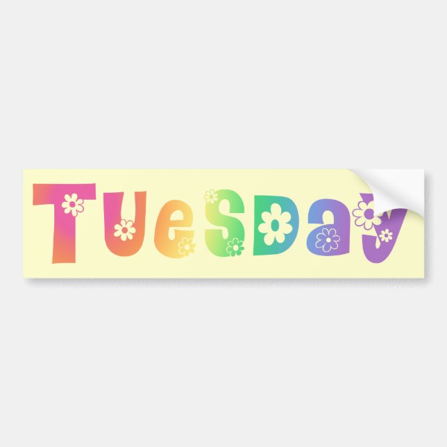 Cute Day Of The Week Tuesday Bumper Sticker (Front)