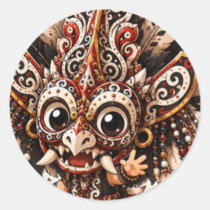 CUTE DAYAK HUDOQ MASK CHIBI TRIBAL STICKER