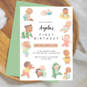 Cute Daycare Friends First Birthday Party Invitation