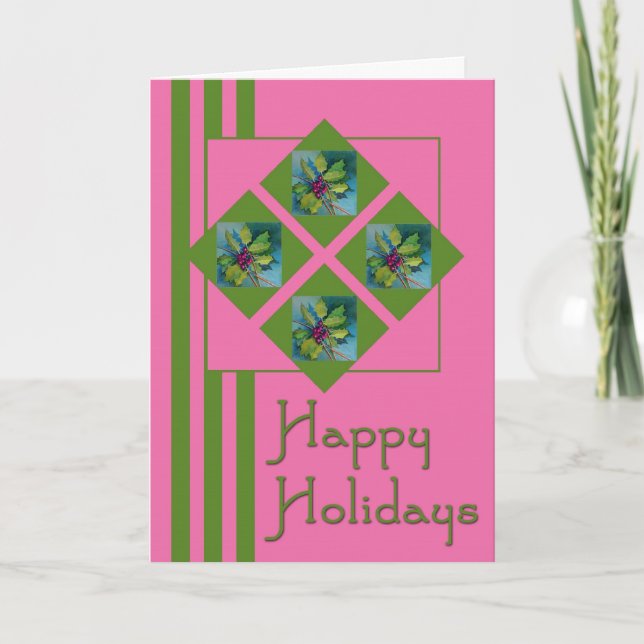 Cute Deco Holly Card (Front)