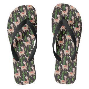 Cute Decorated Llamas Pattern Flip Flops