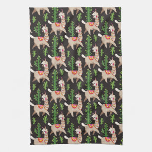Cute Decorated Llamas Pattern Kitchen Towel