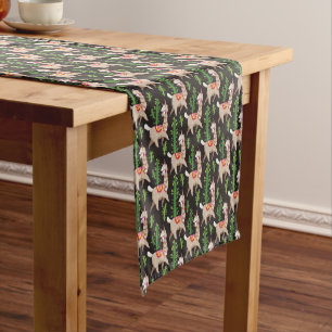 Cute Decorated Llamas Pattern Short Table Runner