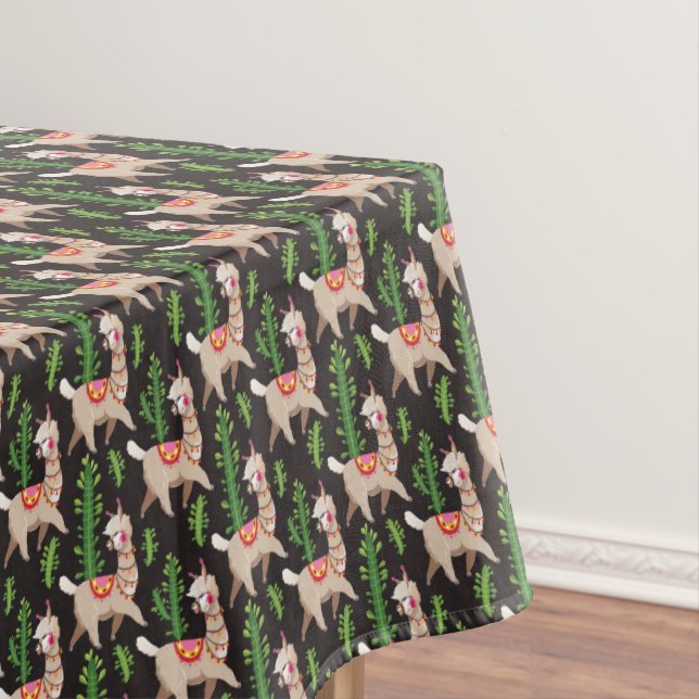 Cute Decorated Llamas Pattern Tablecloth (In Situ)