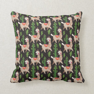 Cute Decorated Llamas Pattern Throw Pillow