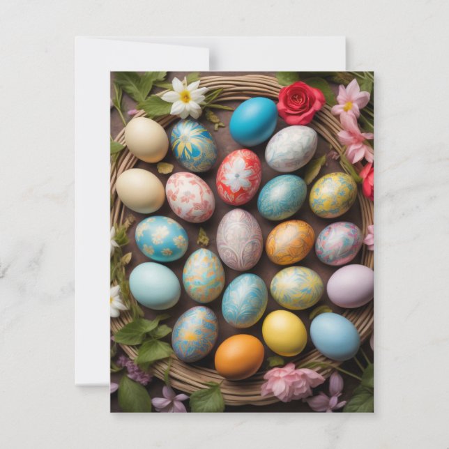 Cute Decorative Easter Egg Collage Holiday Card (Front)