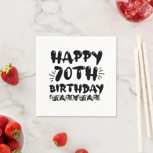 Cute decorative happy 70th birthday, seventieth napkin