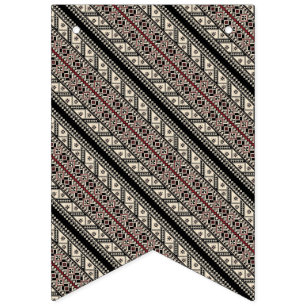 Cute decorative ukrainian patterns design bunting flags