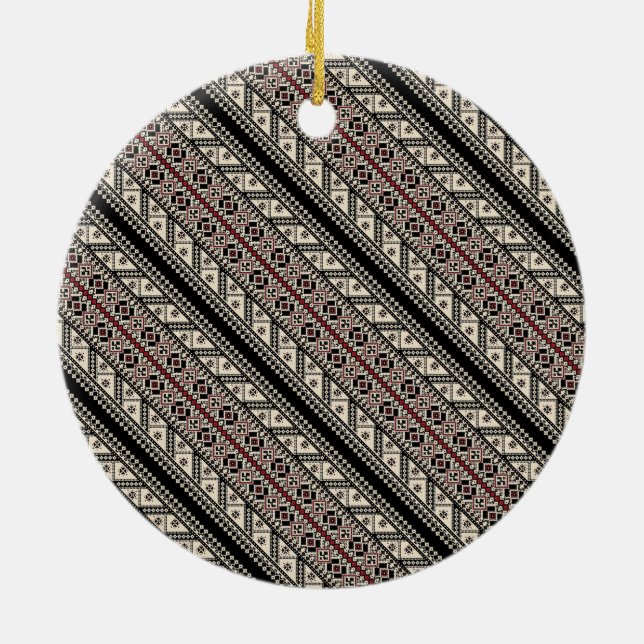 Cute decorative ukrainian patterns design ceramic ornament (Back)