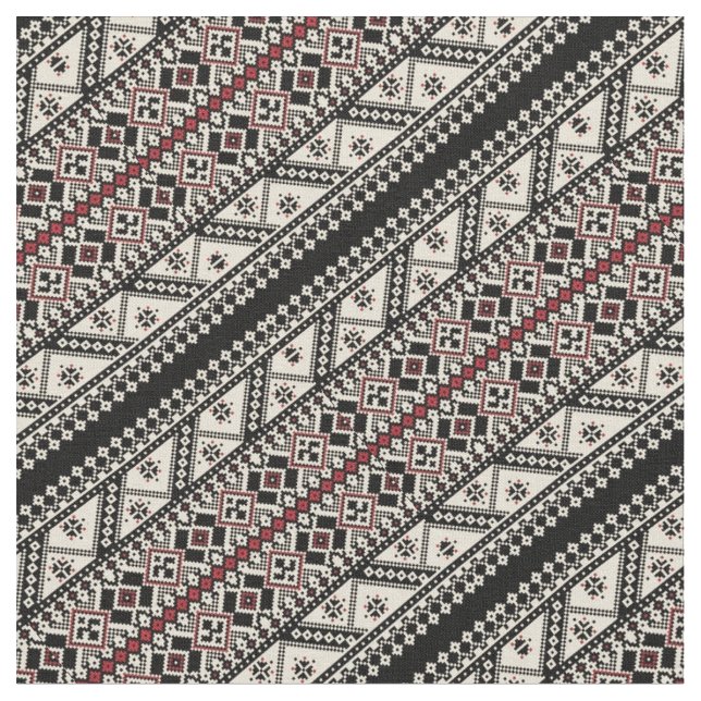 Cute decorative ukrainian patterns design fabric (Close Up)