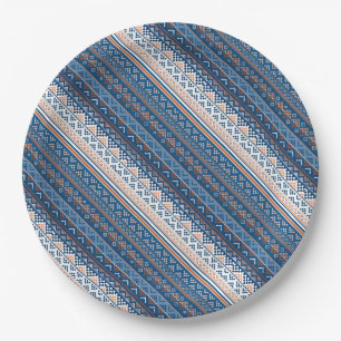 Cute decorative ukrainian patterns design paper plate