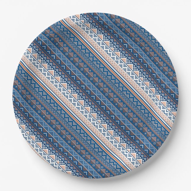 Cute decorative ukrainian patterns design paper plate (Front)