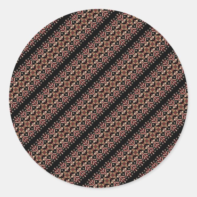 Cute decorative ukrainian stripes patterns classic round sticker (Front)