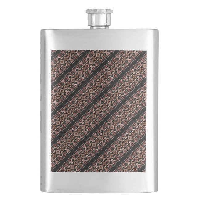 Cute decorative ukrainian stripes patterns hip flask (Front)