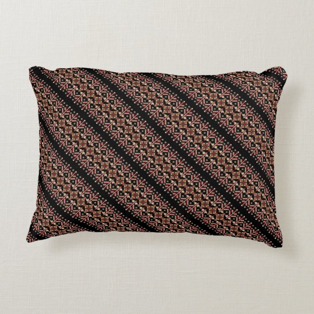 Cute decorative ukrainian stripes patterns pillow (Back)