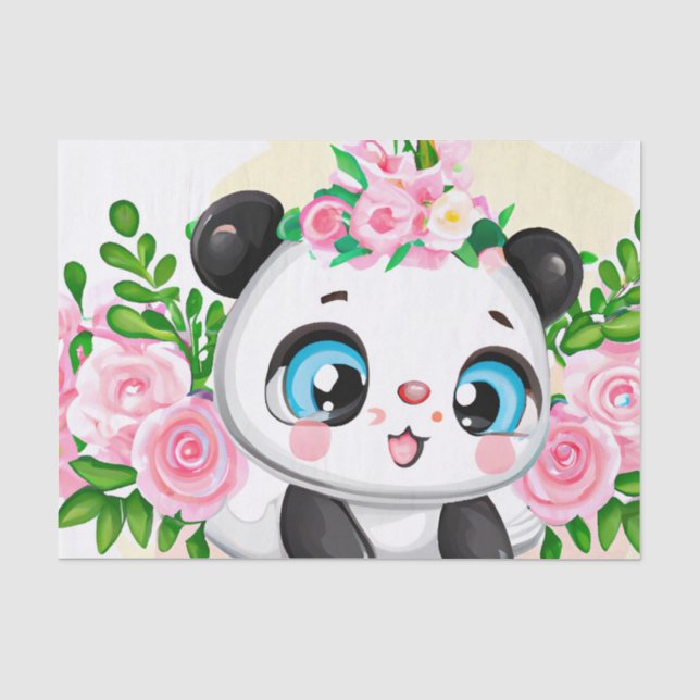 Cute Decoupage panda bear lovers Tissue Paper (Front)