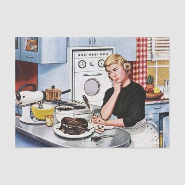 cute decoupage retro vintage baking lady tissue paper (Front)