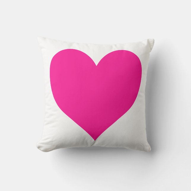 Cute Deep Pink Heart Throw Pillow (Front)
