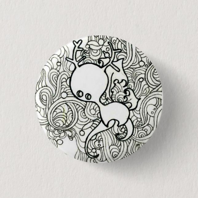 Cute deer 1 inch round button (Front)