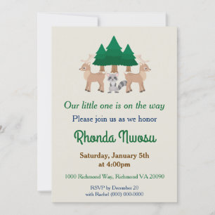 Cute Deer and Raccoon Baby Shower  Invitation