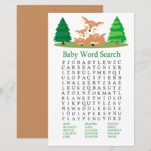 Cute Deer Baby Shower Word Search Game