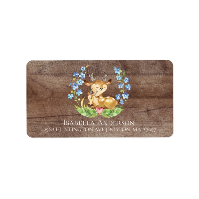 Cute Deer Boys Baby Shower Address Label (Front)