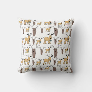 Cute Deer Buck Bull Elk Hand Drawn Baby Nursery Throw Pillow