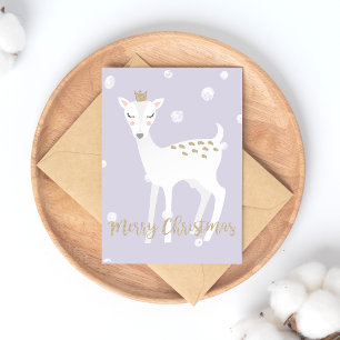 Cute Deer - Carte postale de Noël Lilac