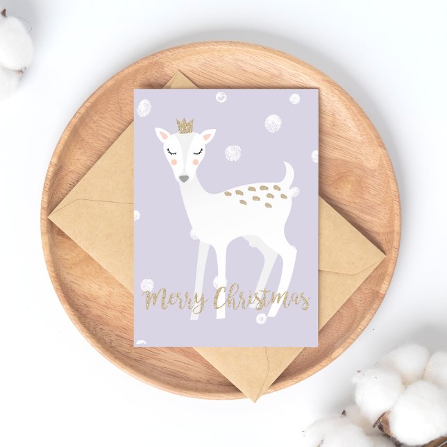 Cute Deer - Carte postale de Noël Lilac (Créateur téléchargé)