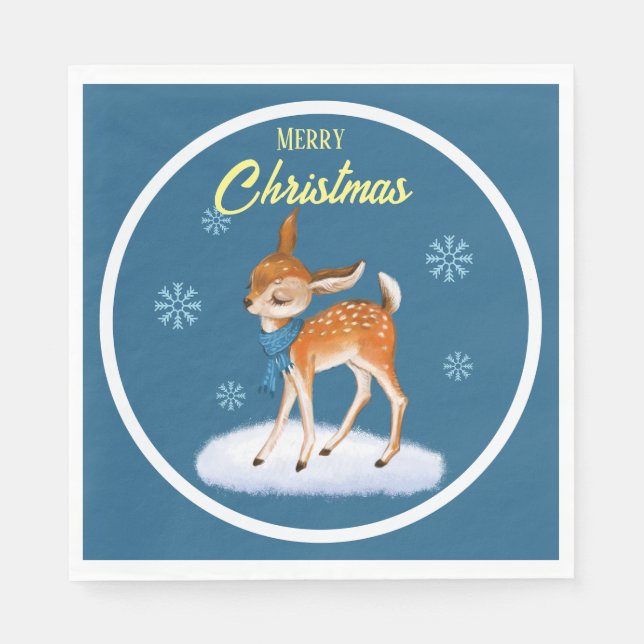 Cute deer Christmas Paper Napkin (Front)