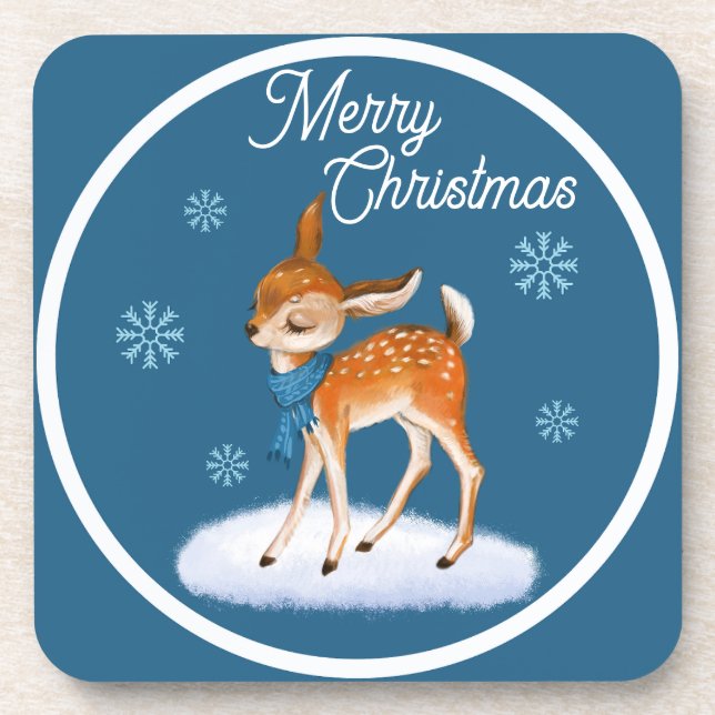 Cute deer Christmas Theme  Coaster (Front)