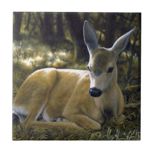 Cute Deer Fawn Lying Down Tile