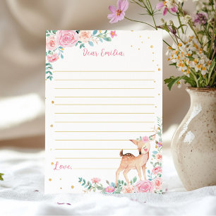 Cute Deer Floral Time Capsule Note Message Card