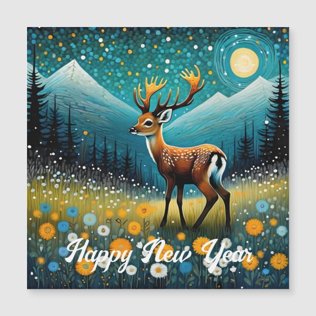 Cute Deer Flowers Meadow Fantasy (Front)