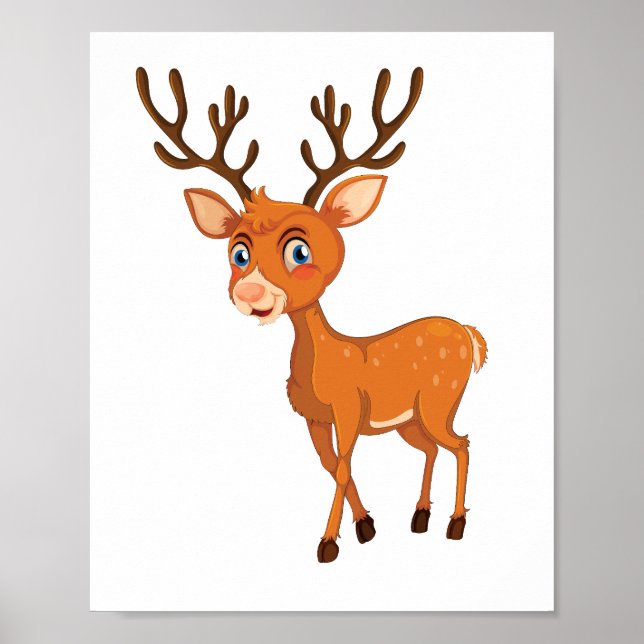 Cute Deer Illustration | Printable Poster&Sticker Poster (Front)