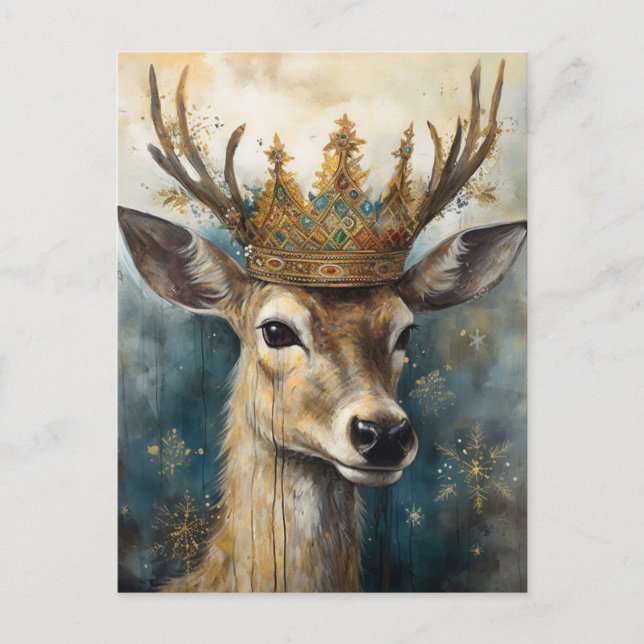Cute Deer in a Crown  Postcard (Front)