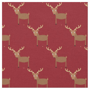 Cute Deer Kids Baby Nursery Dark Red Fabric