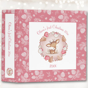 Cute Deer Pink Pine Cone Christmas Photo Album Binder