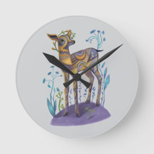 cute deer  round clock