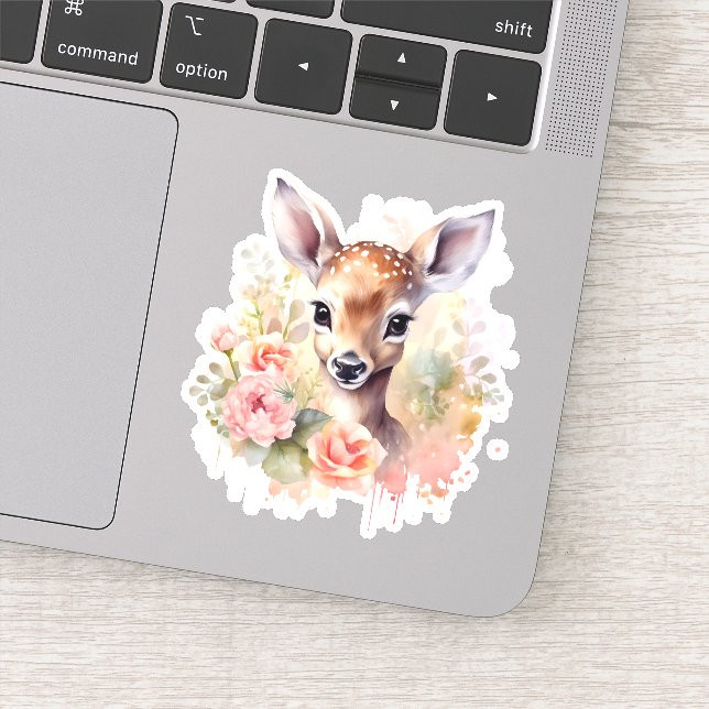 Cute Deer Surrounded By Roses (Detail)