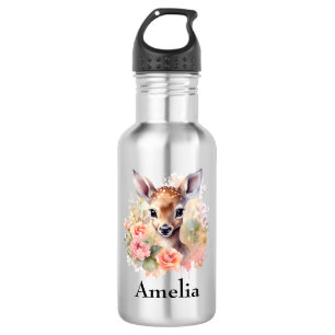 Cute Deer Surrounded By Roses 532 Ml Water Bottle