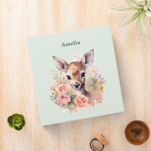 Cute Deer Surrounded By Roses Binder
