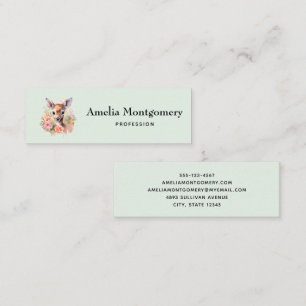 Cute Deer Surrounded By Roses Mini Business Card