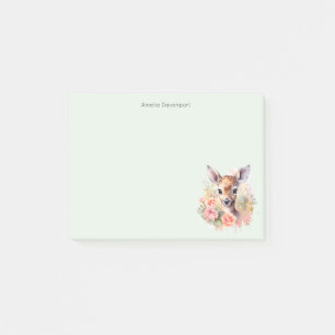 Cute Deer Surrounded By Roses Post-it Notes