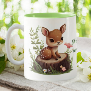 Cute Deer "Too early for this" personalized Two-Tone Coffee Mug