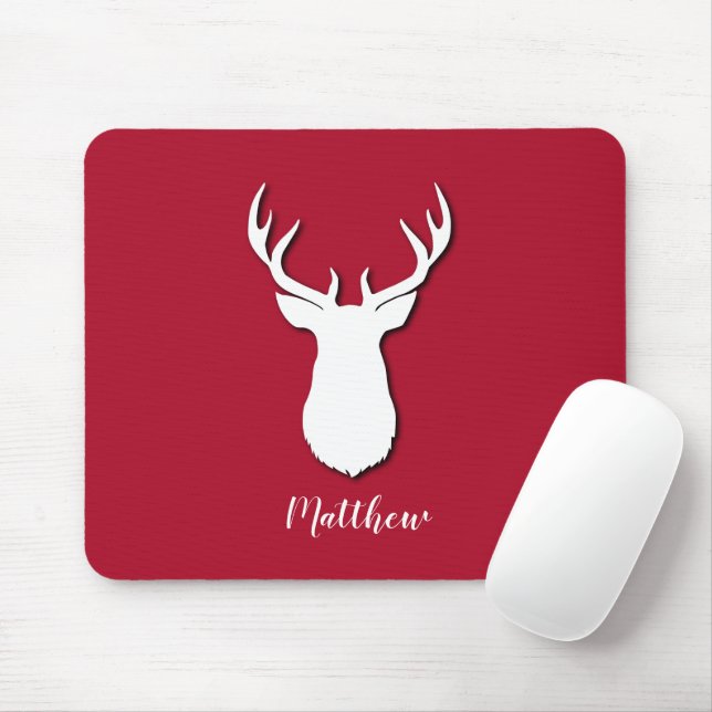 Cute Deer Trophy Pattern Festive Mouse Pad (With Mouse)