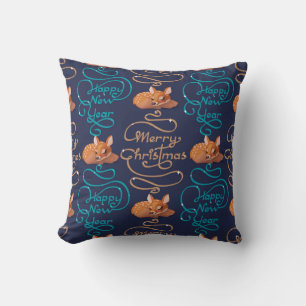 Cute Deer Typography New Year Merry Christmas Throw Pillow