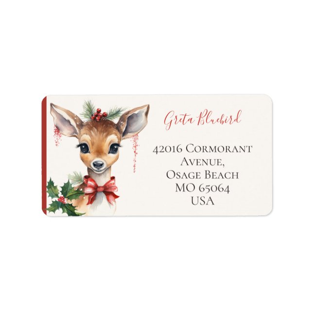 Cute deer whimsical boho Christmas custom Label (Front)